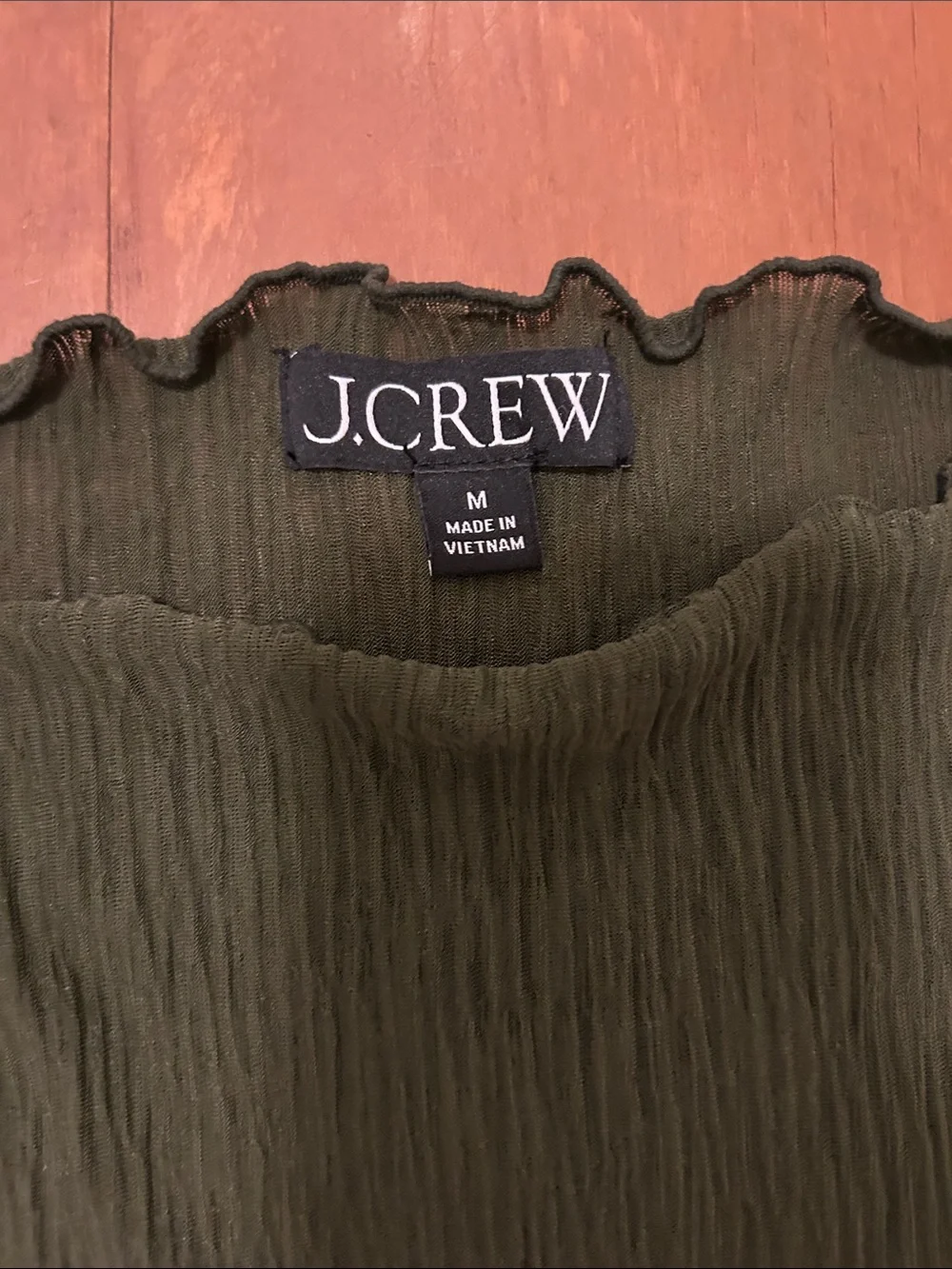 J. Crew Olive Green Ribbed Lettuce-Edge Tank
